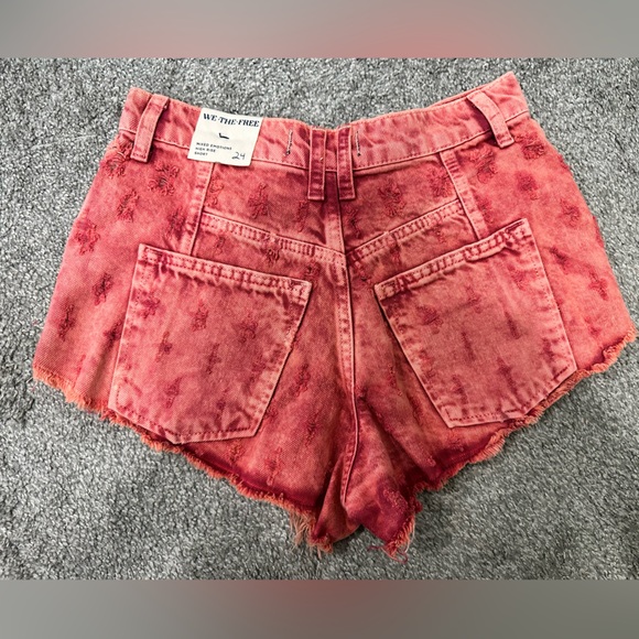 Free People Mixed Emotions Distressed High-Low Denim Shorts - Size 24 - Picture 3 of 15